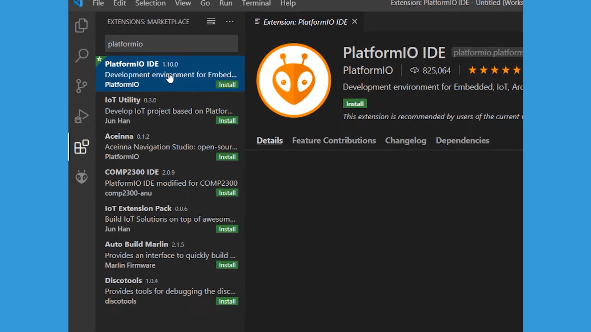 vscode platformio git instalando-o-platformio